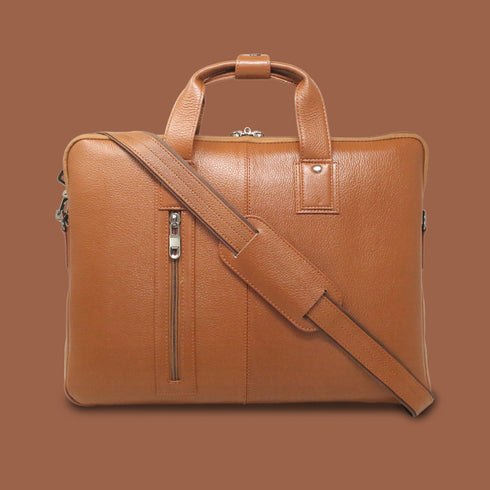 Tveshan Genuine Leather Laptop Messenger Bag For Men